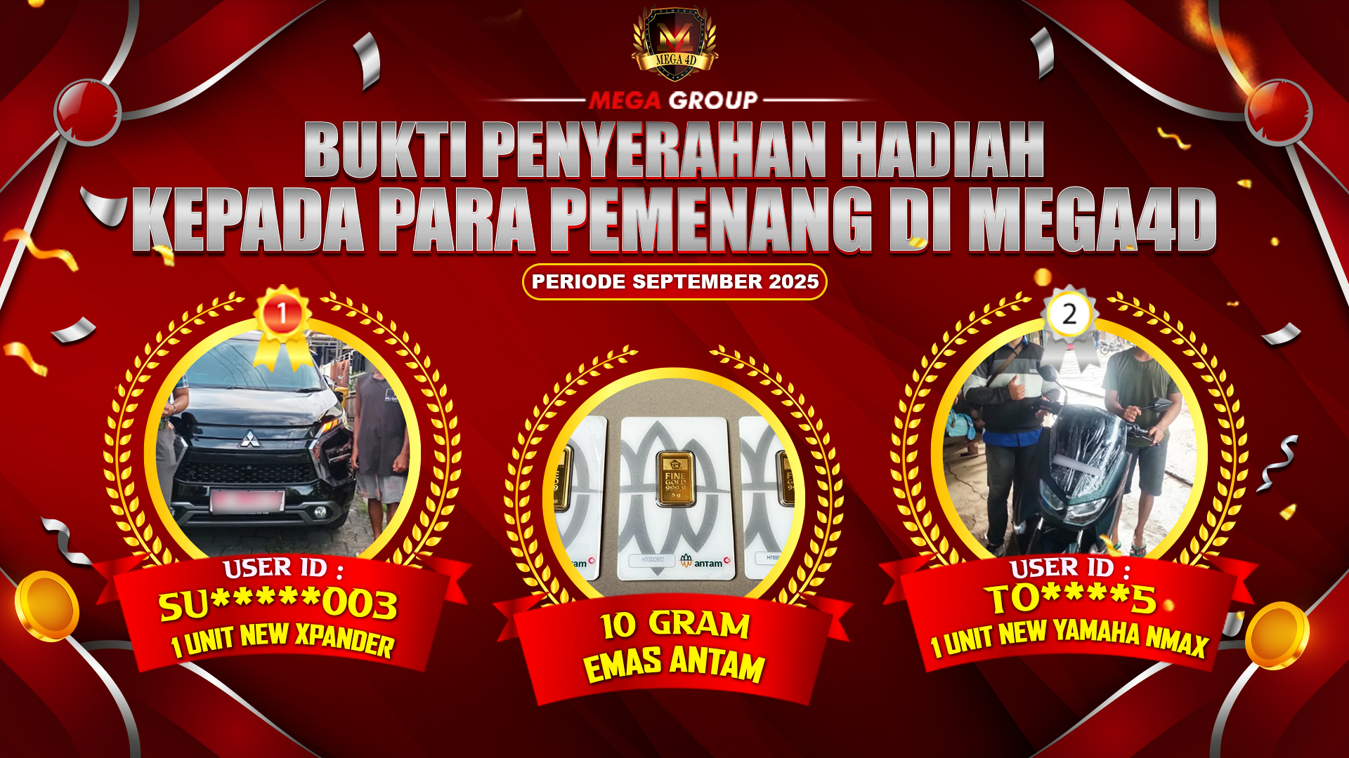 Selamat Kepada Member Setia MEGA4D Sudah Memenangkan Satu Unit Mobil New Xpander